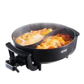 Electric Hot Pot, 1360W 5 L Double-flavor Shabu Shabu Pot, Non-Stick Electric Cooker with Divider, Clear Glass Lid, Temperature control