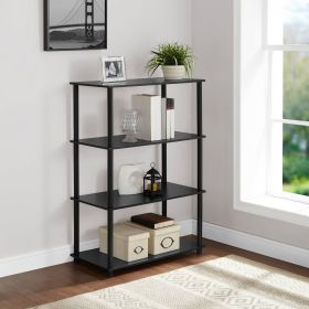 No Tools 4-Shelf Bookcase, True Black Oak