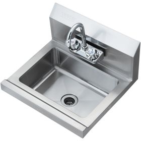 Commercial Hand Sink with Faucet, Stainless Steel Sink for Washing, Small Hand Washing Sink, Wall Mount Hand Basin, Utility Sink for Restaurant