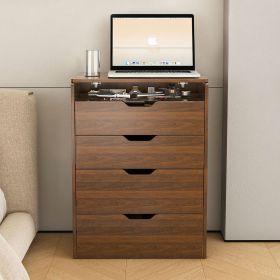 3-in-1 Vanity Desk with Lighted Mirror & Stool, Flip Top Makeup Dressing Table, Compact Storage for Bedroom, Bathroom, Dressing Room (Color: Walnut)